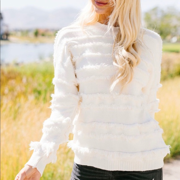 Dash of Pink Sweaters - Layers Of Fringe Sweater